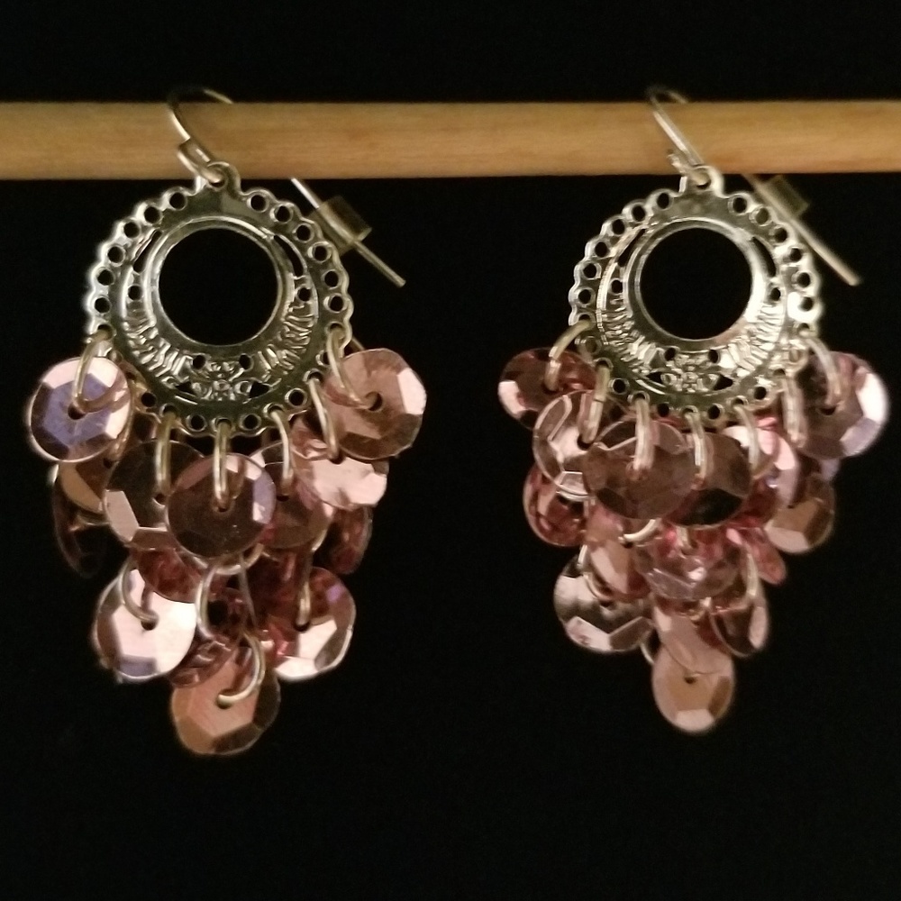 ❗5 For $2️⃣5️⃣ Bundle Sale❗️Pink Sequin Waterfall Earrings